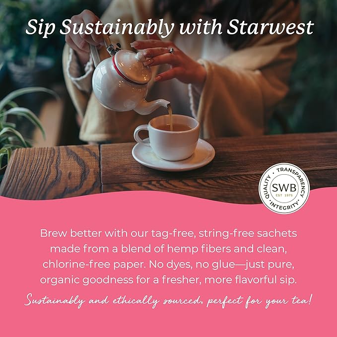 Starwest Botanicals Organic Peppermint Leaf Tea - Caffeine Free Herbal Tea, Supports Digestion, USDA Organic Peppermint Leaf, String Free Sachets