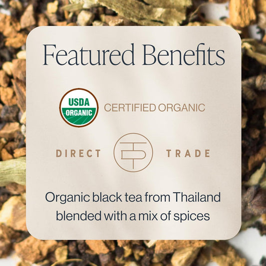 Rishi Tea Masala Chai Organic Black Loose Leaf Tea, Caffeinated, 1lb | Spiced Assam Black Tea with Whole Spices, Energizing and Warming, Sustainable, 37+ Servings
