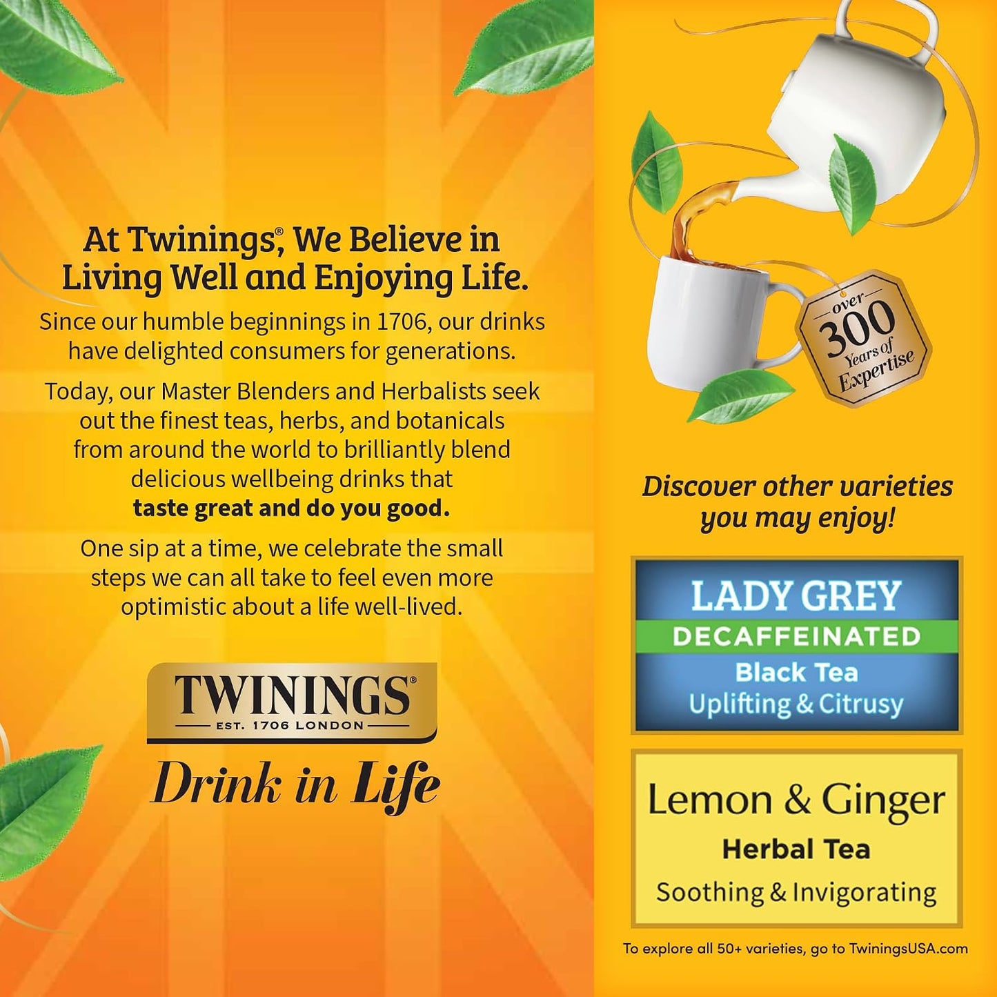 Twinings Decaffeinated Earl Grey Black Bergamot Tea Bags 100CT Box (1 Pack) | Black Tea, Light &amp; Citrusy, Without Caffeine, 100 Foil Lined Individually Wrapped Bags, Value Pack, Enjoy Hot or Iced