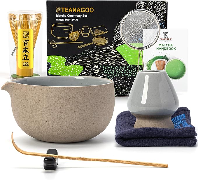 Teanagoo Matcha Whisk Set,7 Pcs Matcha Set,Matcha Kit for Ceremony,Matcha Tea Set for Making Breakfast/Latte