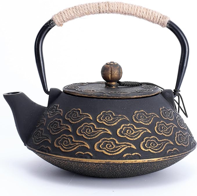Cast Iron Teapot, Japanese Tea Pot with Infuser for Loose Leaf, Tea Kettle Stovetop Safe Coated with