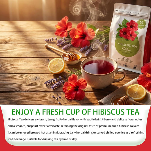 Samcci Hibiscus Tea Bags, 50 Count, Pure Dried Flor De Jamaica Flower