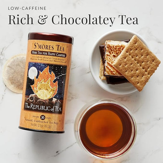 The Republic of Tea – S’mores Herbal Chocolate Tea Tin, 36 Low-Caffeine Tea Bags