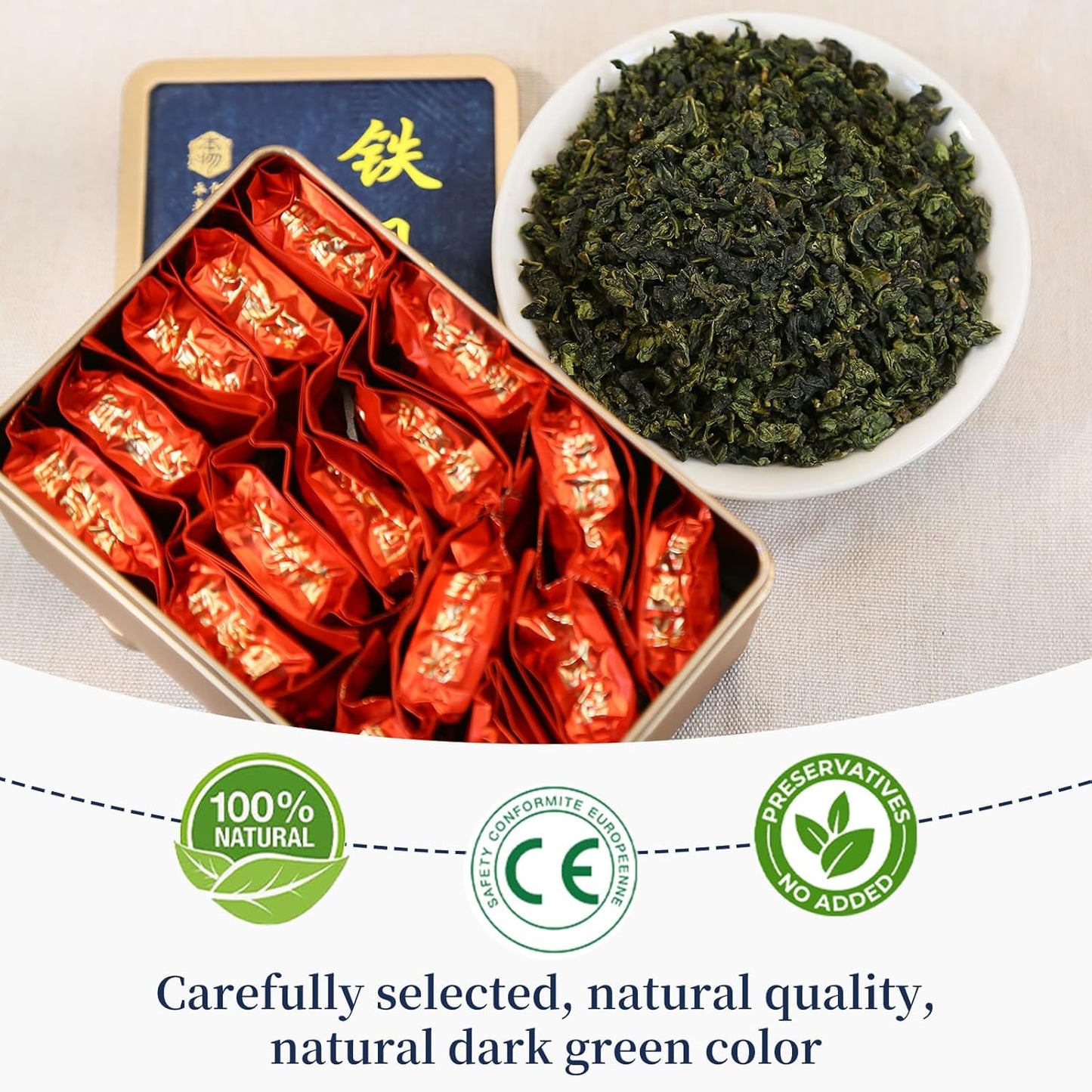XIXICHA Tie Guan Yin Tea Oolong Loose Leaf 128g/4.5oz 8g*16bags Tieguanyin Chinese Tea Iron Goddess of Mercy from Anxi Fujian Core Area Orchid Aroma 铁观音 福建安溪 兰花香 独立包装袋泡茶叶