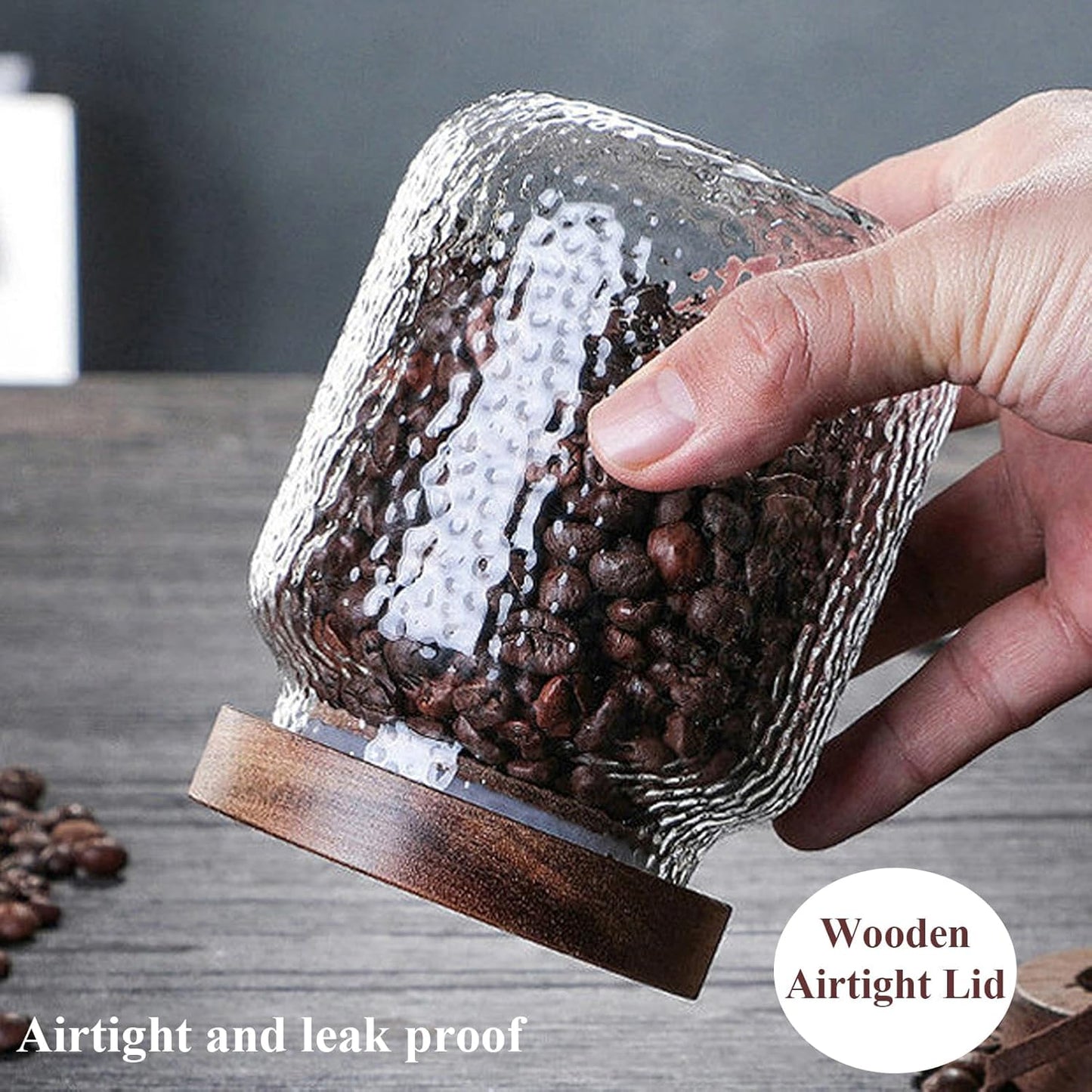 Viovian 10 OZ Glass Jar with Lid Food Vintage Decorative Glass Storage Jars Coffee Nuts Canister Anti-Slip Kitchen Container for Sugar Candy Cookie Spice Tea 300ML