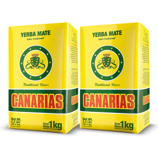 Canarias Yerba Mate Traditional Ground Leaf Tea 1Kg - 2.2Lbs - Pack of 2