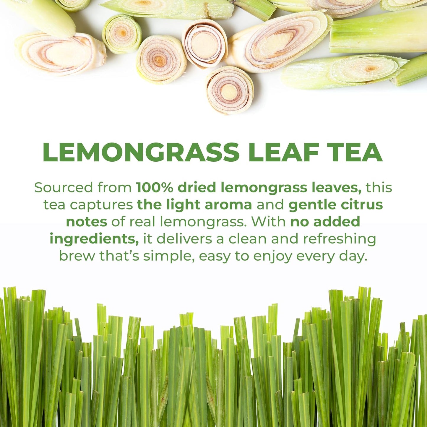 LeafLea Premium Lemongrass Herbal Tea Bags, Digestion Support, 80 Count | Natural Lemongrass Leaves, Te De Limoncillo, Light &amp; Soothing Taste, Caffeine-Free, Sugar-Free, Vegan, Individually Wrapped