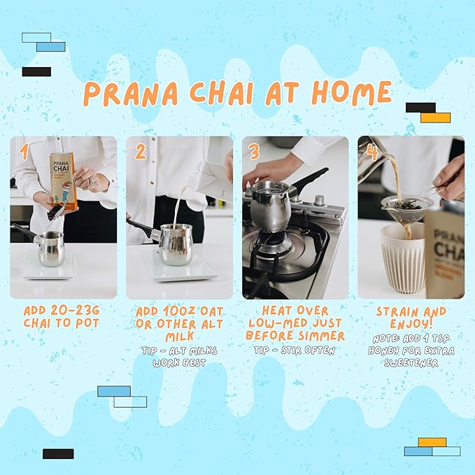 Prana Chai Original Masala Blend 250g + Huskee 12oz Cup with Lid + Stainless Steel Fine Mesh Strainer