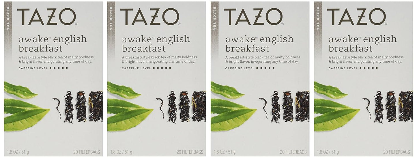 Tazo Awake English Breakfast Filterbag Tea , 20 Count (Pack of 4)