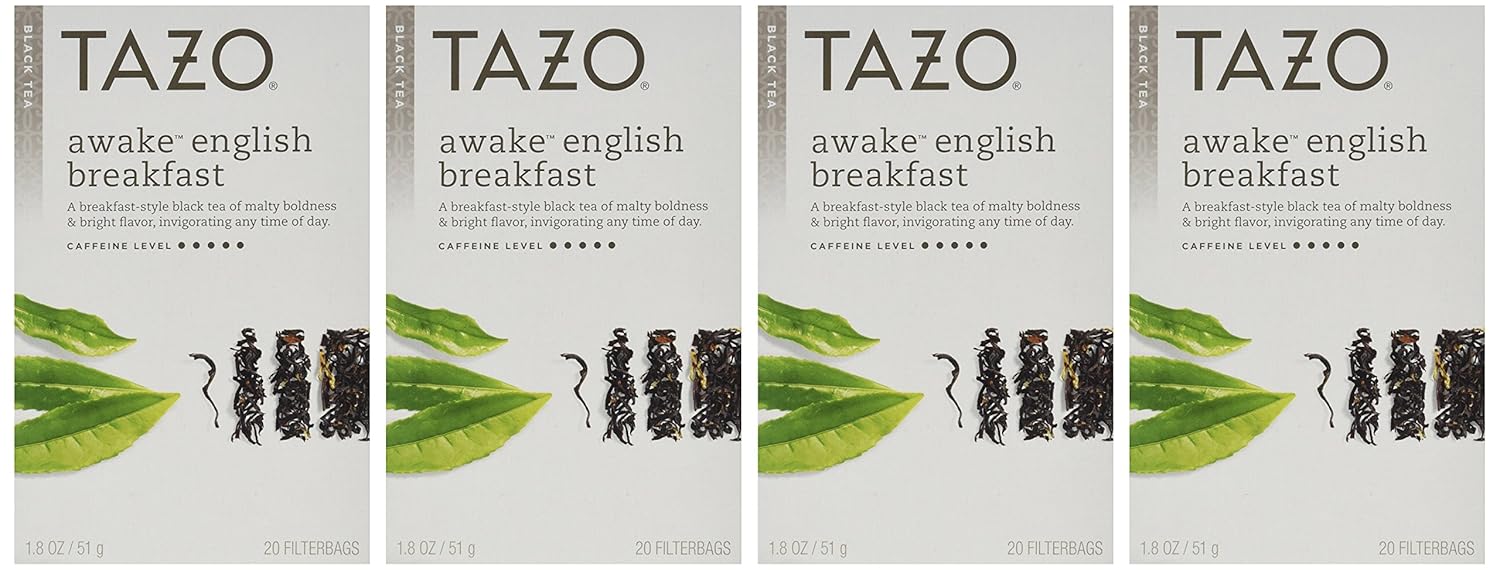 Tazo Awake English Breakfast Filterbag Tea , 20 Count (Pack of 4)