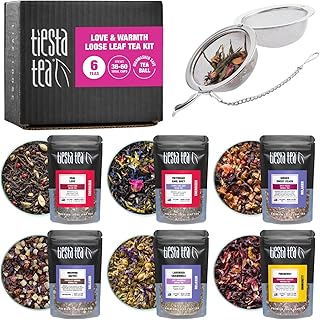 Tiesta Tea - Love & Warmth Loose Leaf Tea Gift Set, Loose Leaf, 6-Flavor Premium Variety Pack with Ball Strainer for Steeping, Brewing, and Enjoying, Valentines Day Assortment to Make Hot or Iced