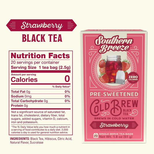Southern Breeze Cold Brew Sweet Tea Strawberry Iced Tea 20 Tea Bags