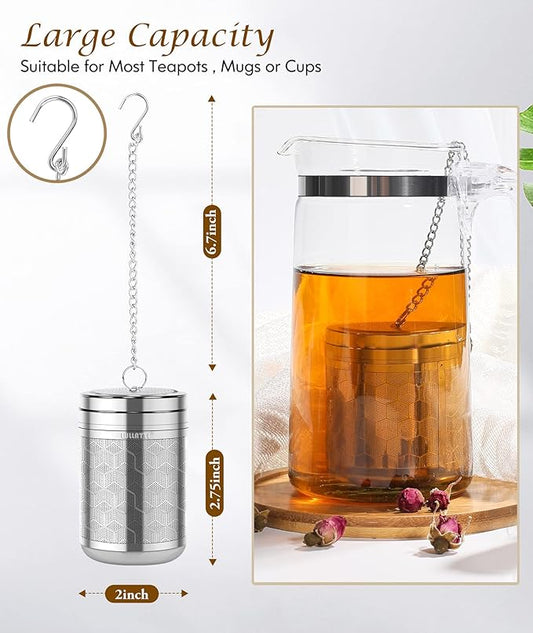 Large Tea Infuser for Loose Tea(1 Pack), 304 Stainless Steel Tea Ball Strainer, Extra Fine Mesh Tea Steeper for Brewing All Kind of Tea