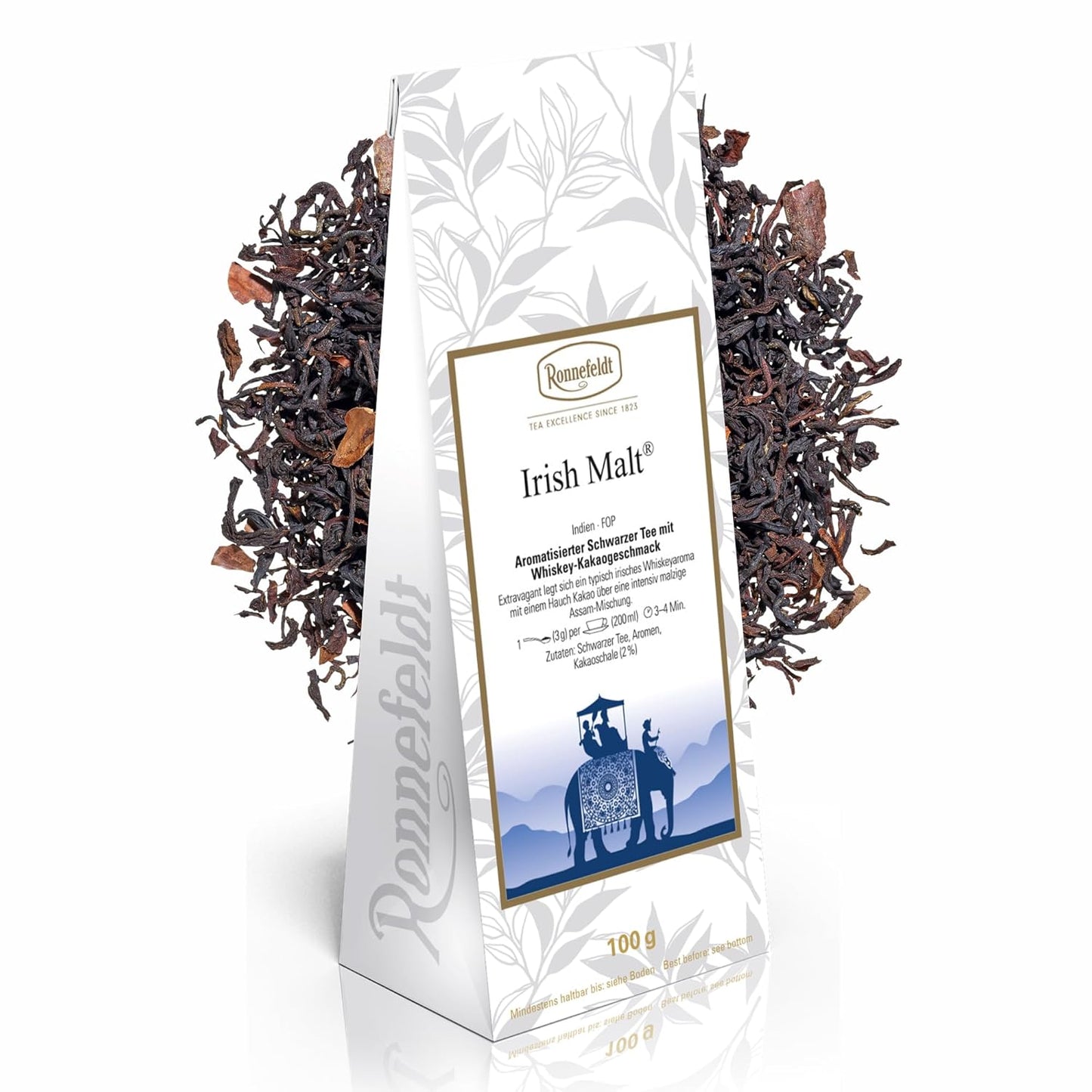 Ronnefeldt Irish Malt – Loose Leaf Black Tea with Whiskey & Cocoa Flavour – 100g Pack – Fine Indian Blend