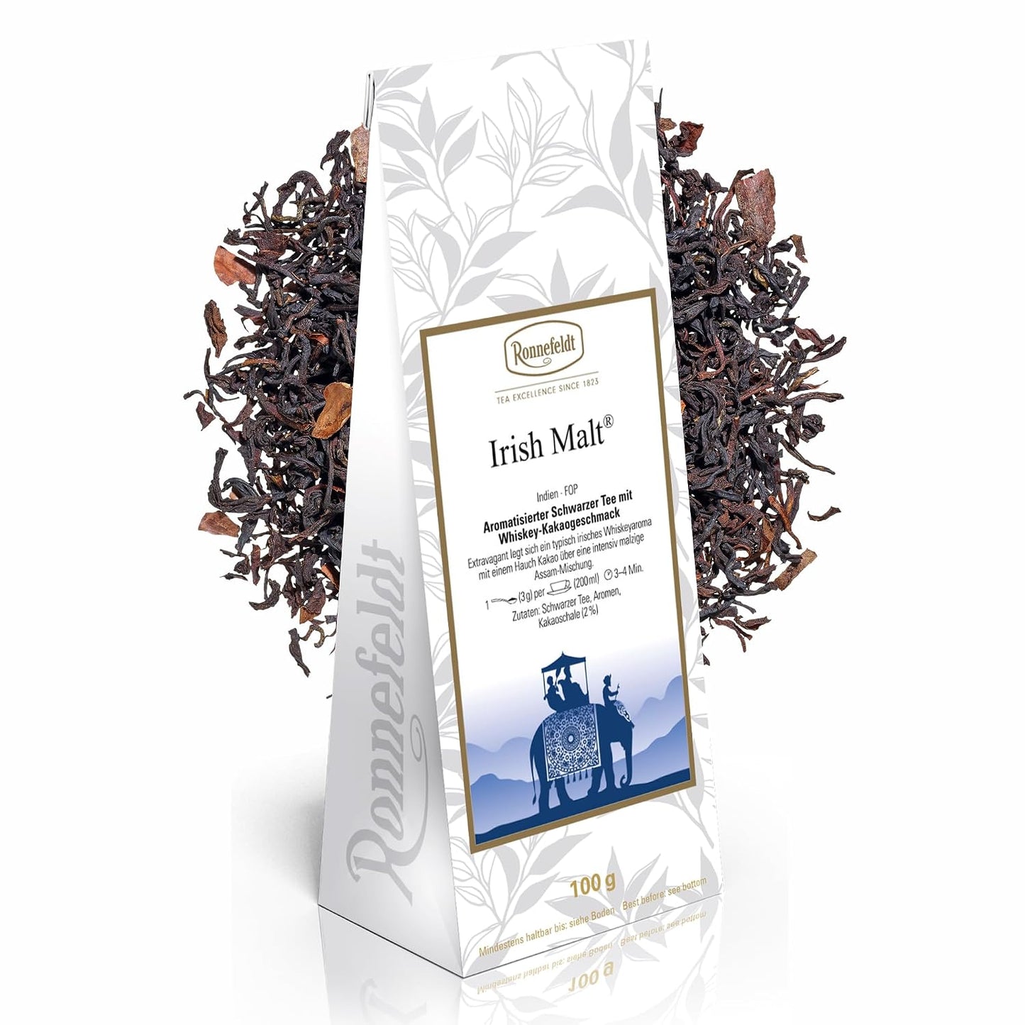Ronnefeldt Irish Malt – Loose Leaf Black Tea with Whiskey & Cocoa Flavour – 100g Pack – Fine Indian Blend