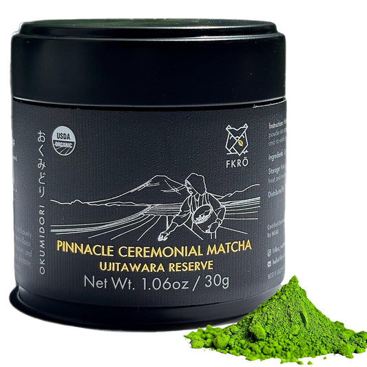 FKRO Pinnacle Okumidori Ceremonial Reserve Matcha | USDA Organic, 1st Harvest Green Tea Powder from Uji, Kyoto | Fresh Monthly from Japan | 30g Tin