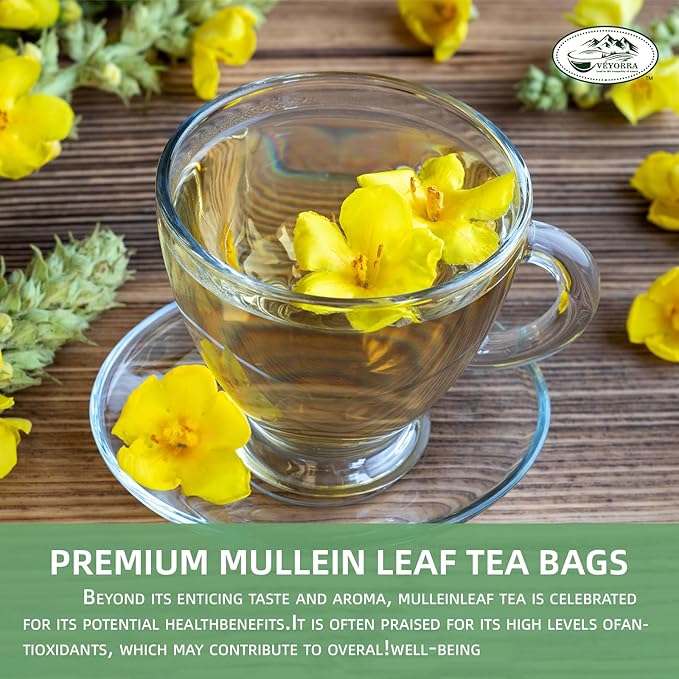 Veyorra Premium Mullein Leaf Tea Bags, 110 Count – 100% Natural, Non-GMO, Caffeine-Free