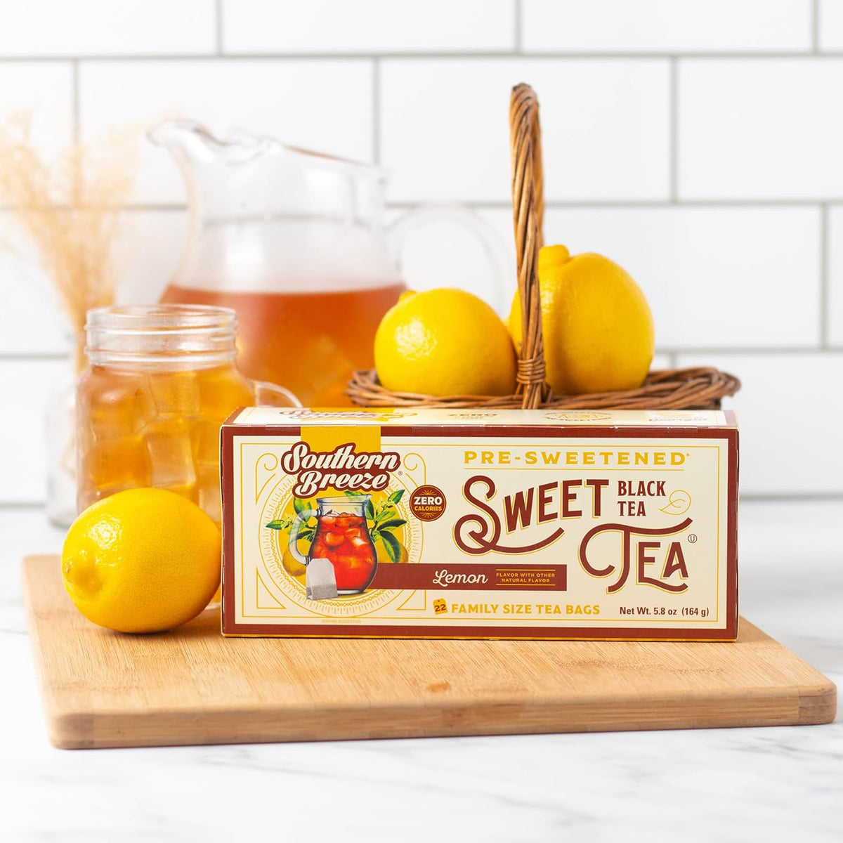 Southern Breeze Lemon Family Size Tea Bags, 22 Ct (Pack of 2) | Southern-Style Sweet Tea | By the Pitcher | Zero Sugar | Zero Carbs | Hot Brew Ready | Perfect for Family