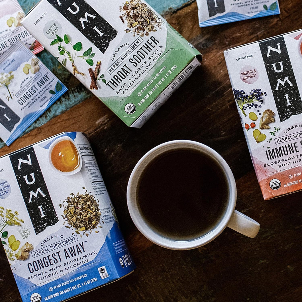 Numi Organic Congest Away Tea, 48 Herbal Tea Bags, Caffeine Free