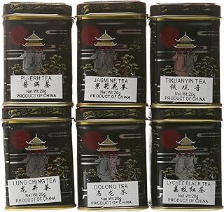 China Tea Loose Leaf Sampler Gift Pack - 6 Tins (Random Selection)