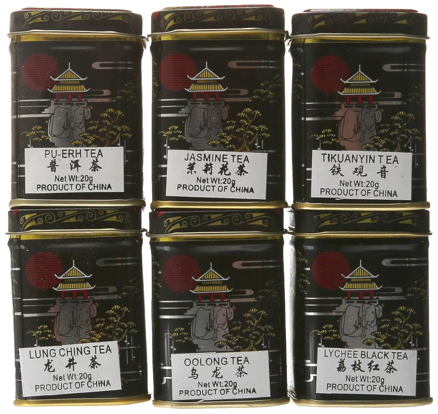 China Tea Loose Leaf Sampler Gift Pack - 6 Tins (Random Selection)