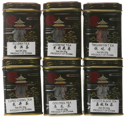 China Tea Loose Leaf Sampler Gift Pack - 6 Tins (Random Selection)