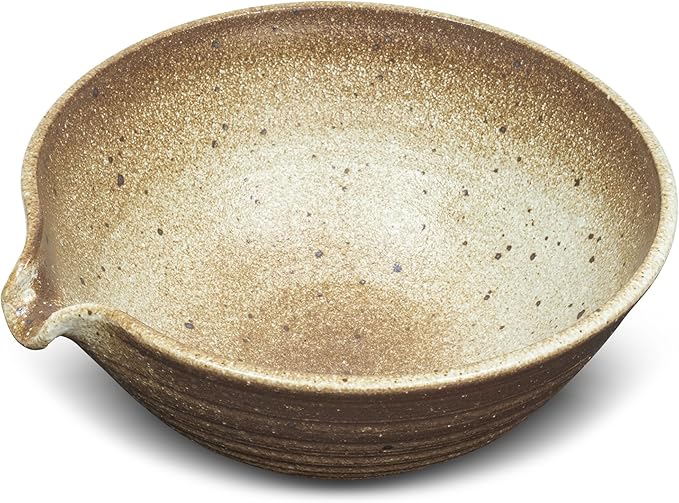Elitea Matcha Green Tea Bowl Chawan with Spout Pottery Clay Large