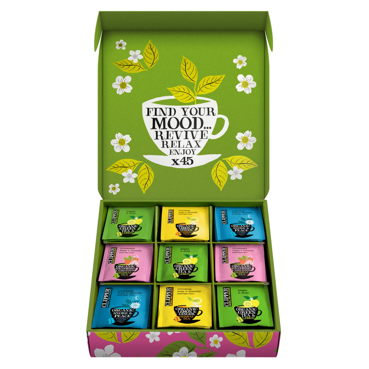 Clipper Tea Clipper Organic Herbal & Green Tea Sampler Box, 45 Tea Bags