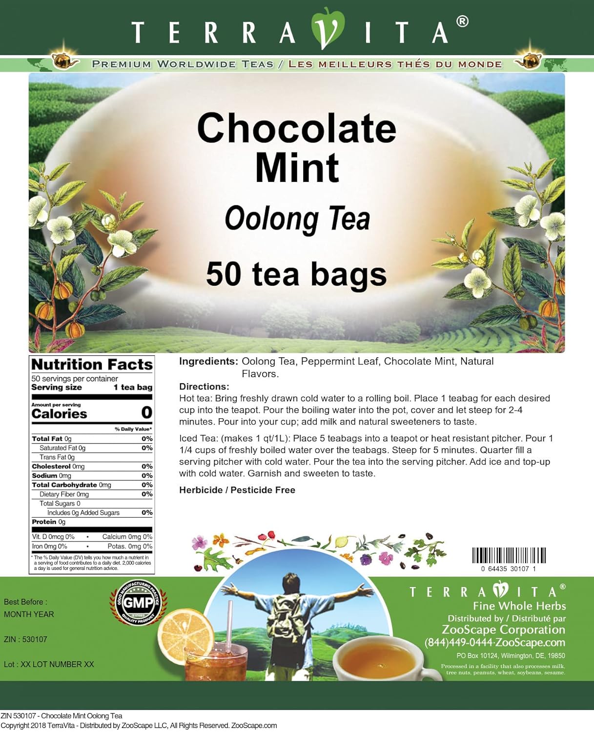 Chocolate Mint Oolong Tea (50 tea bags, ZIN: 530107)