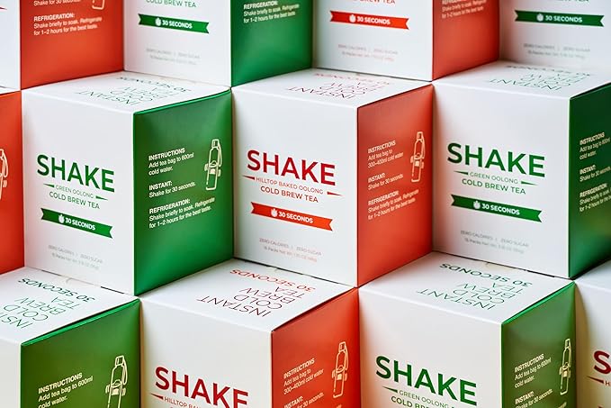 SHAKE Cold Brew Tea – Green Oolong | 15 Tea Bags | Premium Taiwan Tea, Zero Sugar | Smooth Flavor & Ready in 30 Seconds