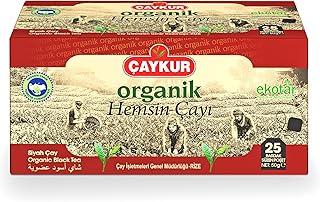 ÇAYKUR Organic Hemsin Black Tea, Premium Certified Turkish Loose Leaf Tea, Natural, Additive-Free, Grown in the Hemsin Organic Farming Basin, 25 Bags 50g / 1.76 oz