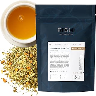 Rishi Tea Turmeric Ginger Herbal Tea - Organic Loose Leaf, Caffeine Free Blend with Spicy Ginger & Citrus, Hot or Iced - 4 Ounces, 14+ Servings