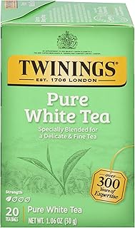 Twinings Pure White Tea Individually Wrapped Bags, 20 Count (Pack of 1), Light & Fresh, Caffeinated, Enjoy Hot or Iced, 20 Teabags