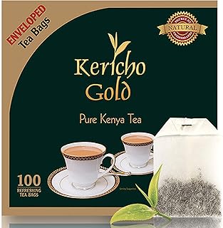 Kericho Gold Black Tea - Orange Pekoe Tea - Kenya Origin - Unique Flavor -100 Envelopes Tea Bags (Pack of 1)