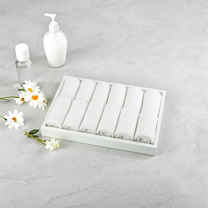 Bam & Boo Natural Bamboo Serving Tray Modern Rectangular (White, 13” x 9" x 1.2") for Food, Drinks, Decor, Vanity in Home, Kitchen, Bathroom, Coffee Table, Bed