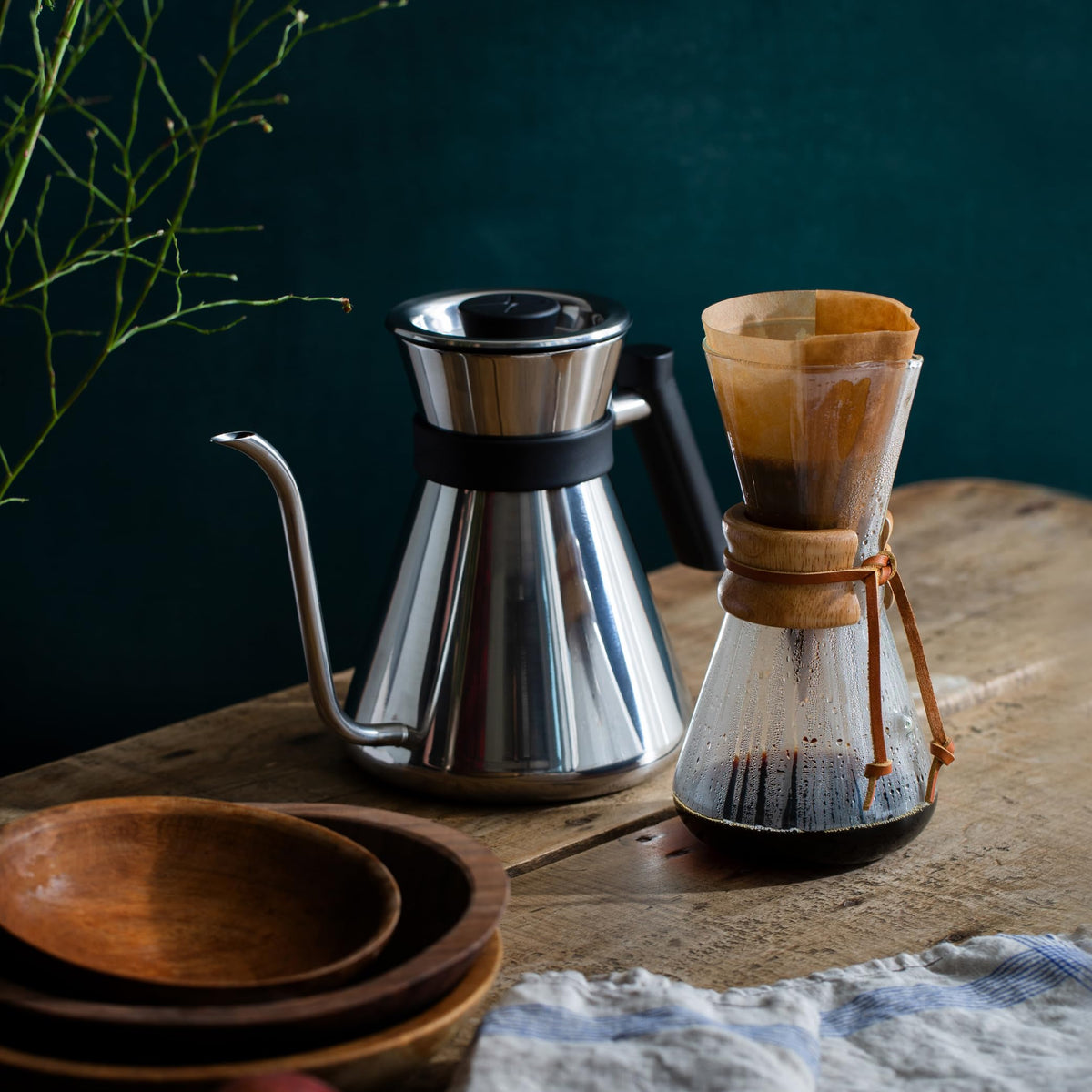 Chemex Stainless Steel Gooseneck Kettle, Pour Over Chettle, Brushed 1.2L