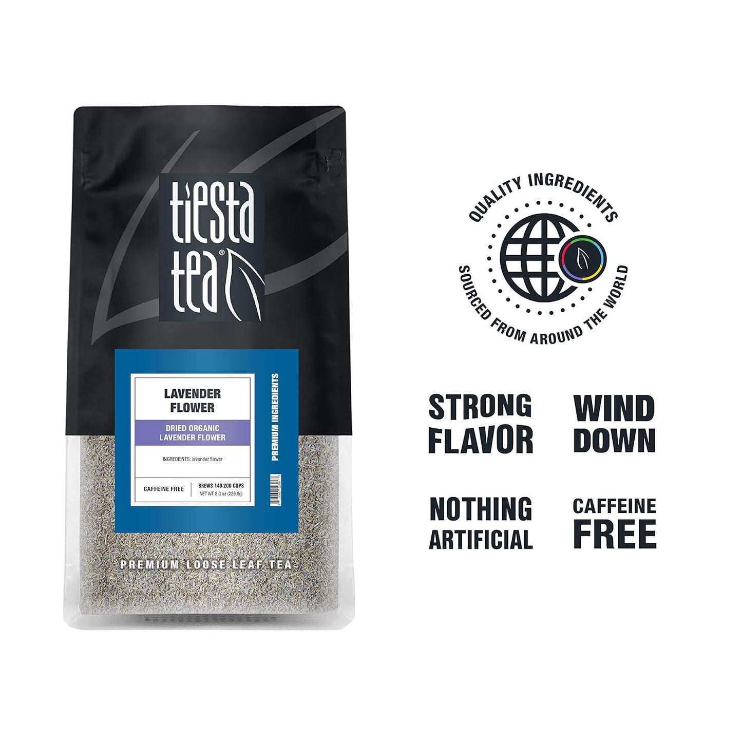 Tiesta Tea - Dried Organic Lavender Flower, Loose Leaf | Premium Non-Caffeinated Blend, Make Hot or Iced, Raw Edible Lavender Buds, Rich Flavors, 8oz Resealable Bulk Pouch