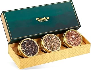 Teaniru, Grandeur Tea Collection | 3 Loose Leaf Tea Sampler | Variety Pack Assortment of Green, Herbal & Black Tea | Gluten Free & Sugar Free | Gift Set for Men & Women | Thanks Giving