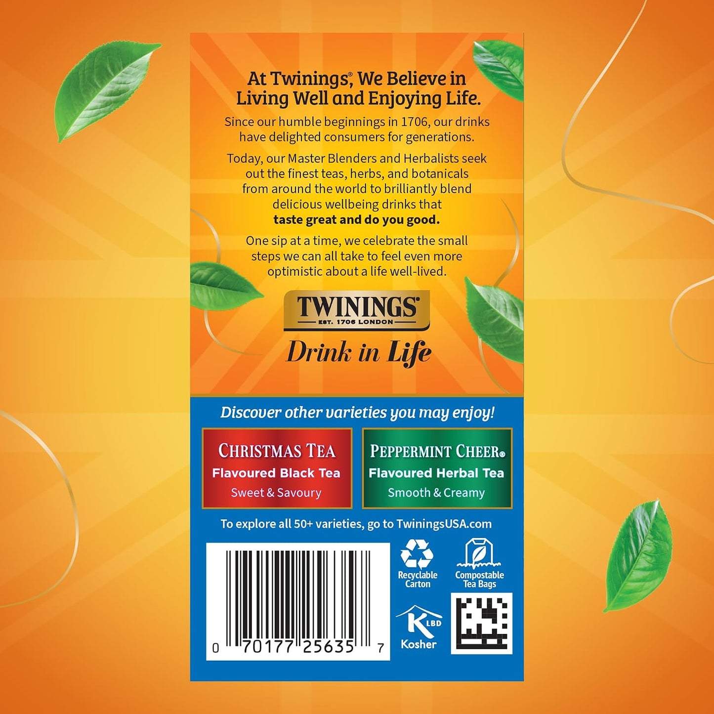 Twinings Winter Spice Camomile Apple Spiced Herbal Tea Bags, 20 CT (6 Pack) | Holiday Seasonal Tea, Camomile, Apple, Cinnamon, &amp; Clove, Naturally Caffeine-Free, 120 Foil Lined Individually Wrapped Bags