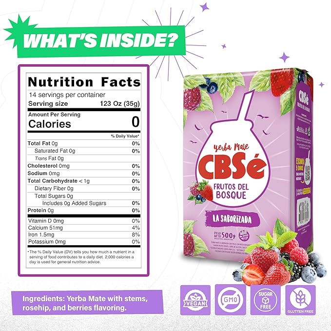 CBSé Yerba Mate Forest Fruit Blend – 2 Pack (500 g Each), Berry-Flavored Loose Leaf Yerba Mate Tea.