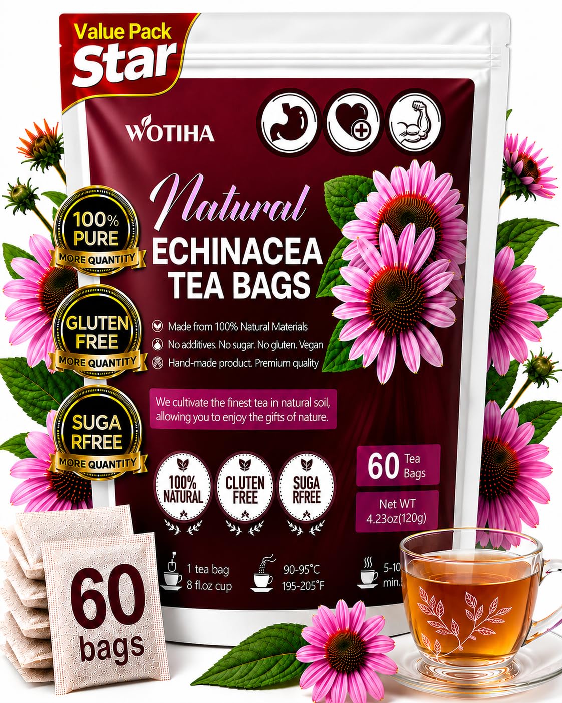 WOTIHA Echinacea Tea Bags