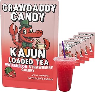 Kajun Loaded Tea – Crawdaddy Candy | Watermelon + Strawberry + Cherry Flavor | Sugar Free Energy Tea Powder | 250mg Green Tea Caffeine | Zero Calories | Keto Friendly