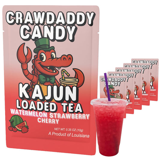 Kajun Loaded Tea – Crawdaddy Candy | Watermelon + Strawberry + Cherry Flavor | Sugar Free Energy Tea Powder | 250mg Green Tea Caffeine | Zero Calories | Keto Friendly