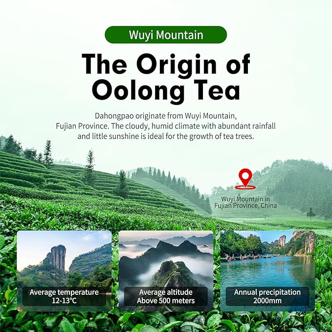 YUANSHENG Dahongpao Oolong Tea, Fujian Wuyi Rock Oolong Tea Loose Leaf with Nectar Aroma, Dark and Moist, Natural High Mountain Chinese Tea Dahongpao Big Red Robe 3.53Oz (100g) 特级大红袍 乌龙茶 中国功夫岩茶
