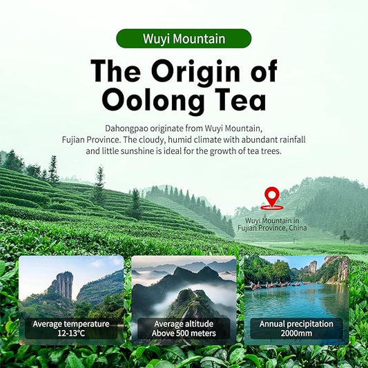 YUANSHENG Dahongpao Oolong Tea, Fujian Wuyi Rock Oolong Tea Loose Leaf with Nectar Aroma, Dark and Moist, Natural High Mountain Chinese Tea Dahongpao Big Red Robe 3.53Oz (100g) 特级大红袍 乌龙茶 中国功夫岩茶