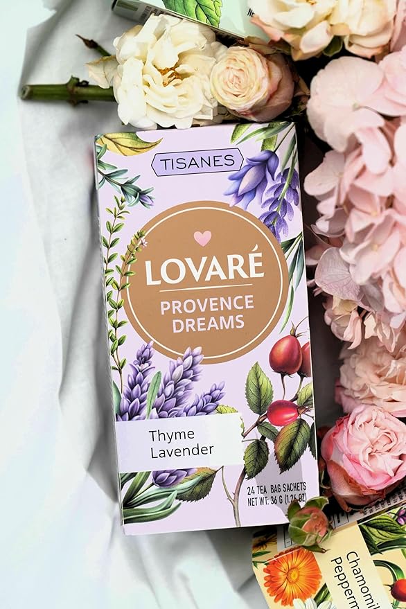 LOVARE Provence Dreams Herbal & Fruit Tea – Elegant Blend with Flowers & Berries, Thyme, Lavender – Caffeine-Free, Aromatic & Flavorful – 24 Tea Bags (1.5g Each) (PROVENCE DREAMS)