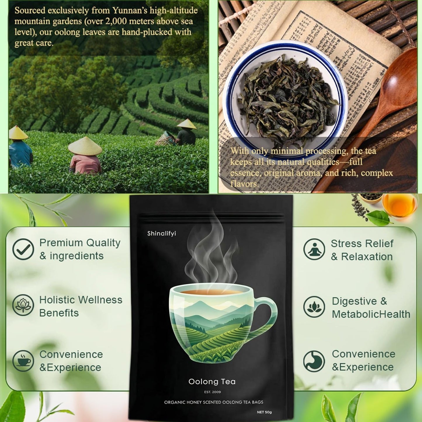 2026 New Oolong Tea Whole Leaf Tea Bags,Helps,Cortisol Balancing Calming for Stress Relief, Digestion and Metabolism,High-Altitude Grown Loose Leaf Tea,Smooth, Aromatic,Vegan, Non-GMO,20 Bags