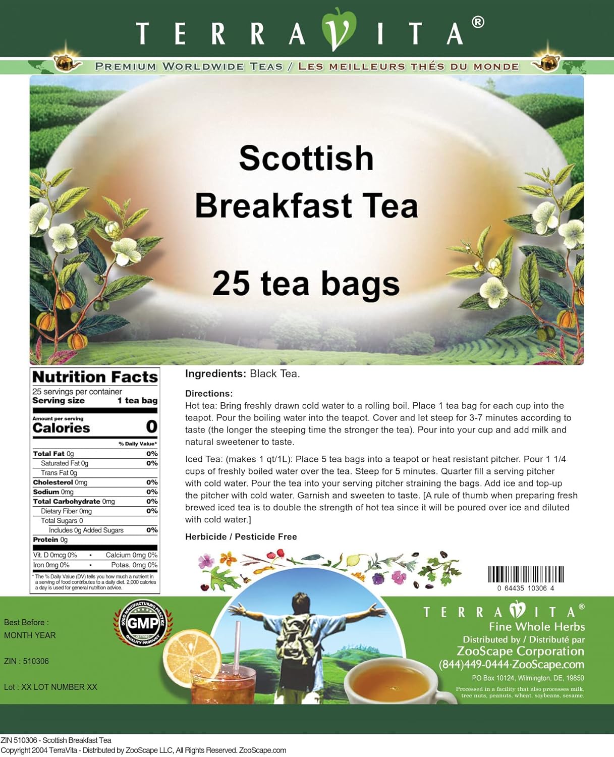 Scottish Breakfast Tea (25 tea bags, ZIN: 510306)