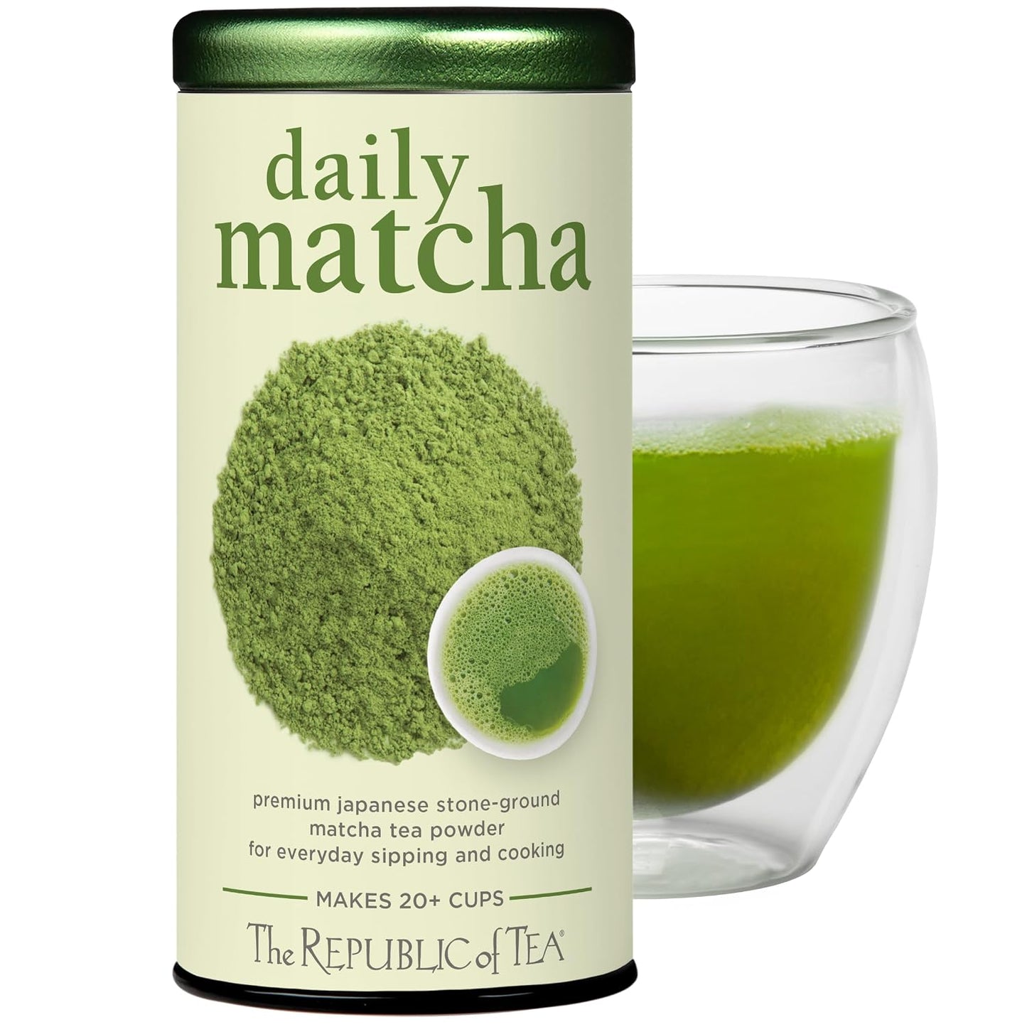 The Republic of Tea Japanese Daily Matcha Powder, 1.5 oz Tin, Matcha Green Tea, Makes 20+ Cups