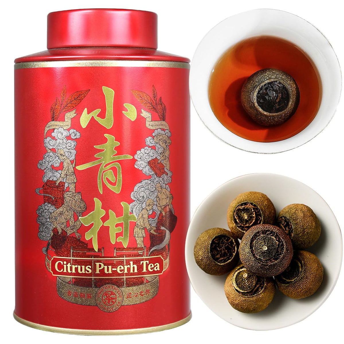 XIXICHA Puerh Tea Premium Tangerine Peel Pu-erh Tea 5.64oz(160g) Xiao Qing Gan Xinhui ChenPi Pu'er Citrus Yunnan Puerh Green